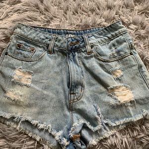 Light blue denim BGD shorts.